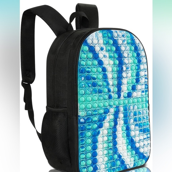 Blue, teal, white, & black pop it backpack bag carrier book bag - Picture 1 of 9